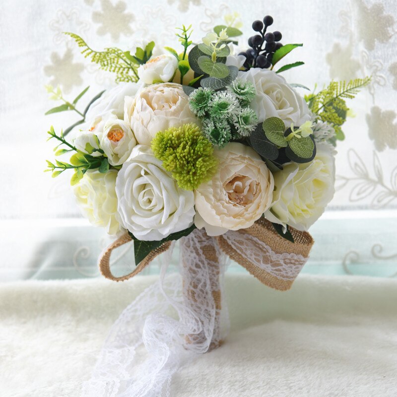 Waterfall Ivory Wedding Flowers Bridal Wedding Bouquets Pink Champagne Bouquet for Brides Artificial Flower Bouquet De Marriage: Color 3