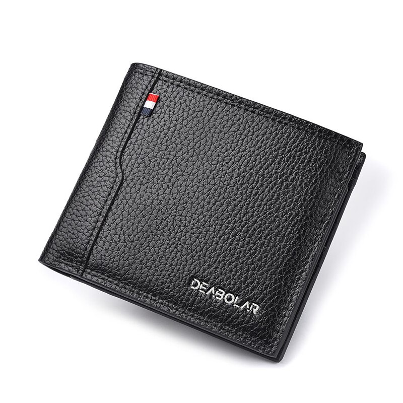 Men's Short Wallet Casual Card Bag Purse Multi-function Luxury Large-capacity Wallet Men's Purses Credit Card Holder: Black-01