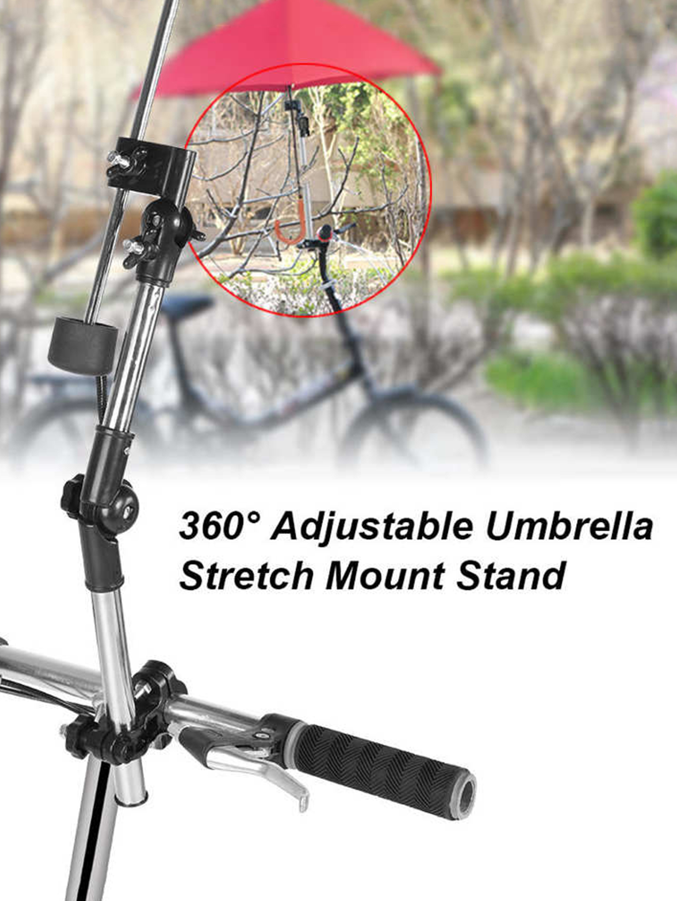 Wheelchair bicycle stroller swivel umbrella plug stroller holder any angle stainless steel umbrella holder rain gear tool