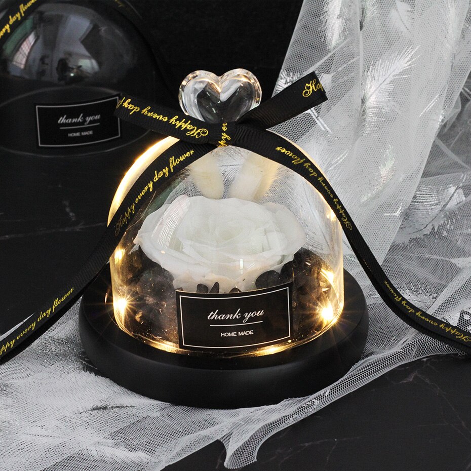 Belle en het beest redden valentijnsdag exclusieve glazen roos koepel licht tijdloos echte roos moederdag: 04