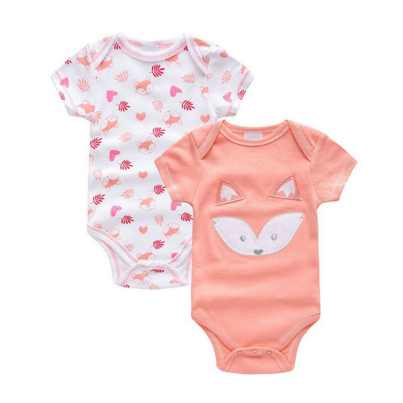 2Pcs/set Newborn Bodysuit Cotton Baby Girl Boy Clothes Short Sleeve Outfit Cartoon body bebe menina body baby ropa de bebe: C / M
