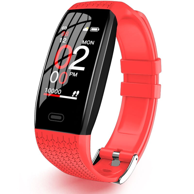 Letike T5 Smart Bracelet men watch real-time monitor temperature & heart rate best Couple Fitness Tracker pink fit women: Red