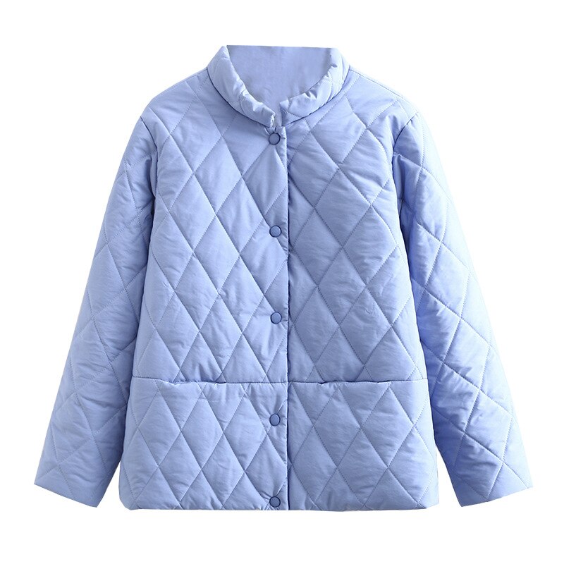 Black Big Size Short Cotton-padded Coat Long Sleeve Loose Fit Women Parkas Stand-up Collar Autumn