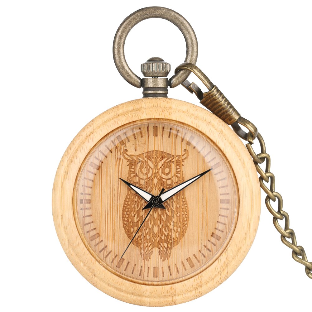 Quartz Pocket Watches Lightweight Pattern Full Wooden Pocket Watch Round Dial Necklace Chain Pendant Clock: 4