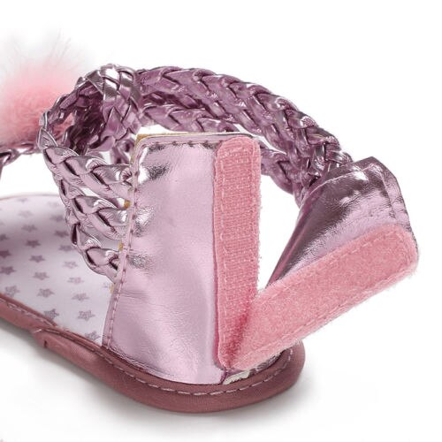 Pudcoco bebê recém-nascido menina malha arco antiderrapante princesa berço sapatos sandálias de verão tamancos 0-18 m