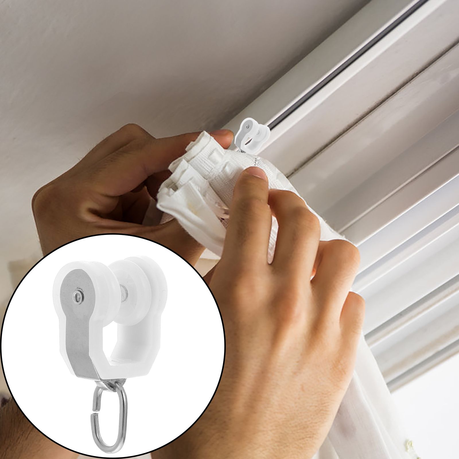 10pcs Curtain Glider Hooks Curtain Rail Track Gliders Sliding Roller Runner Hook