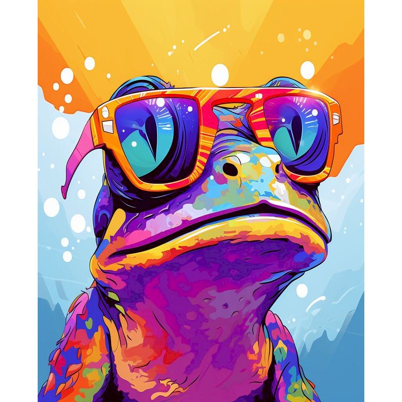 PhotoCustom Malen nach Zahlen, bunte Frosch-Zeichnung auf Leinwand, DIY-Bilder nach Zahlen, handgemaltes Gemälde, Ebene-einstellen, Heimdekoration: Pflaume / 90x90cm