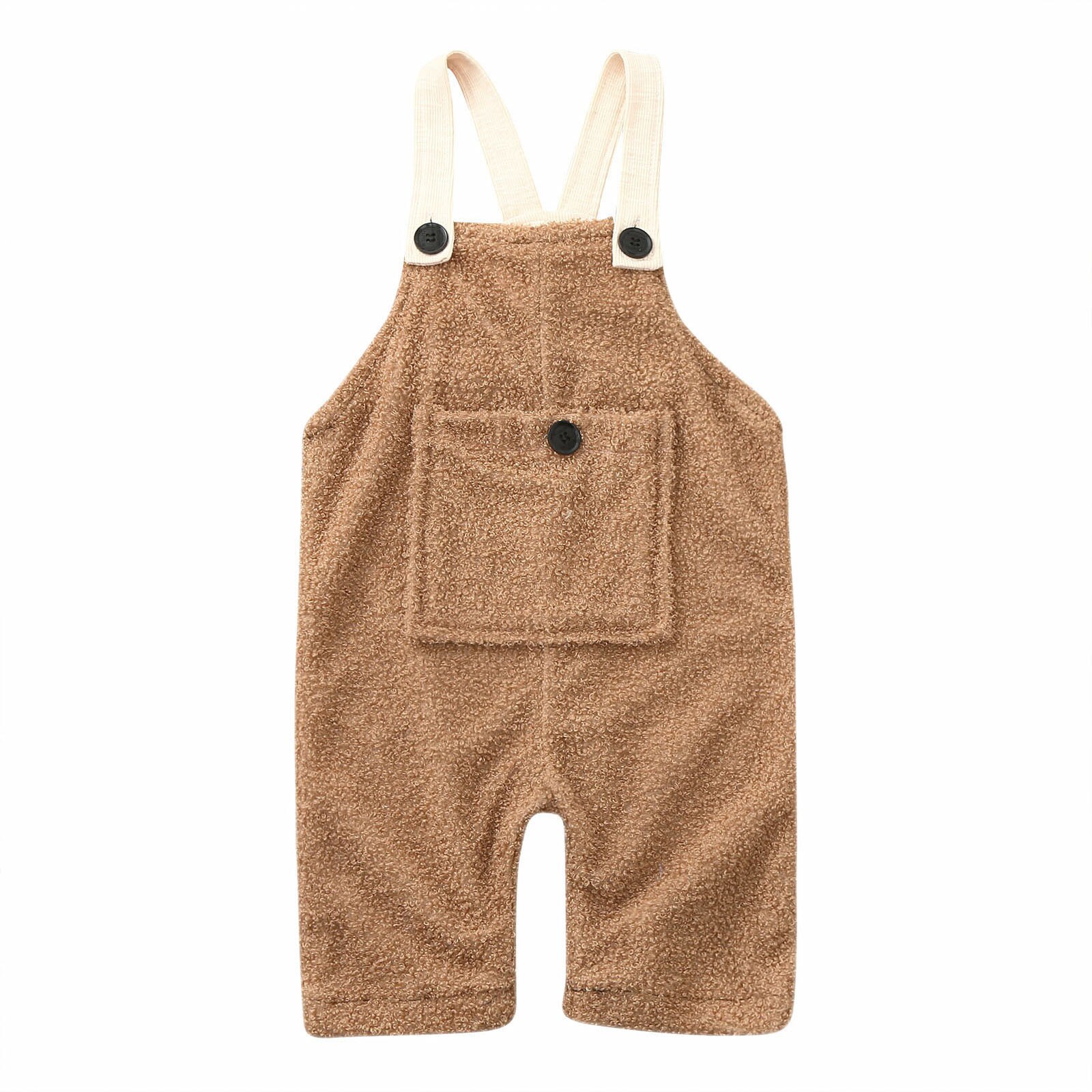 Toddler Kids Baby Girl Boys Solid Flannel Suspender Pants Overalls Warm Winter baby kids clothes baby girls boys Overalls: BW / 90