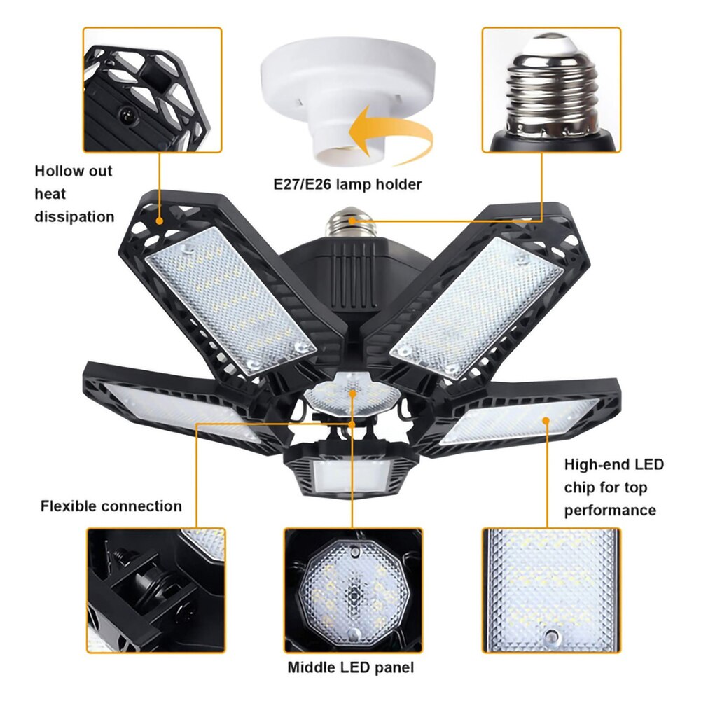 Plafonnier LED industriel pliable et déformable, éclairage d&#39;intérieur, luminaire de plafond, idéal pour un Garage ou un atelier