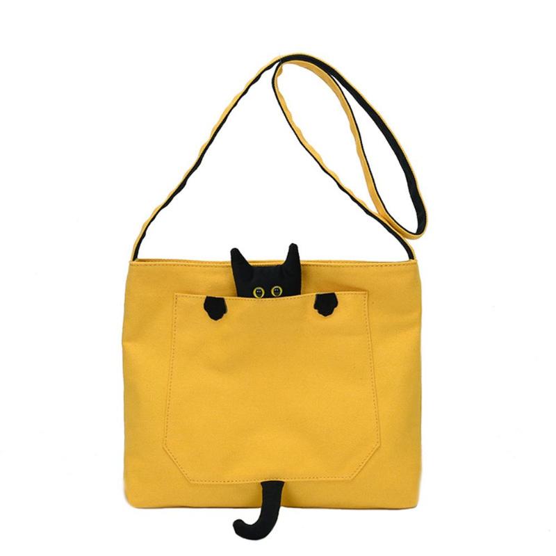 Vrouwen eenvoudige grote capaciteit canvas tas vintage rits flap tas canvas reistas vrouwen messenger crossbody tassen bolsos: Geel