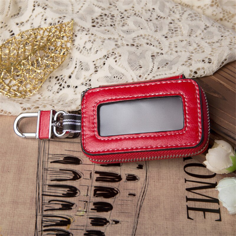 Portable Leather Multi Function Key Case Leather Car Key Bag Housekeeper Holders Key Rings Wallet Mini Card Bag
