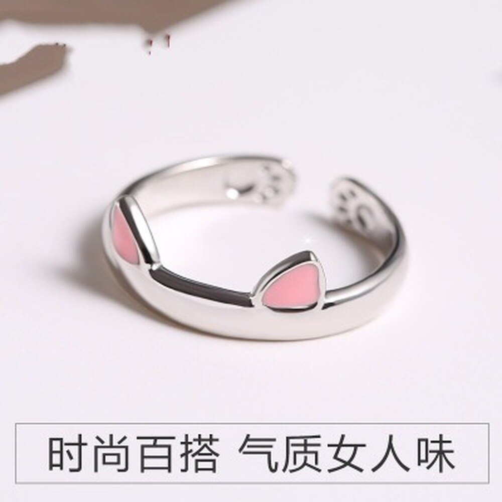 Zilver Kleur Kat Oor Vinger Ring Open Leuke Mode-sieraden Ring Voor Vrouwen Jong Meisje Kind Verstelbare Ring