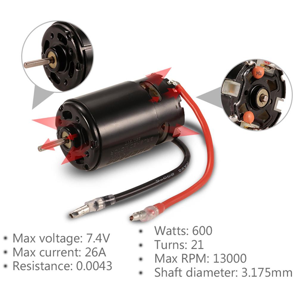 RC Brushed Motor - 550 Size - 12T 21T 27T 35T - for 1/10 RC Cars Off-Road Rock Crawler