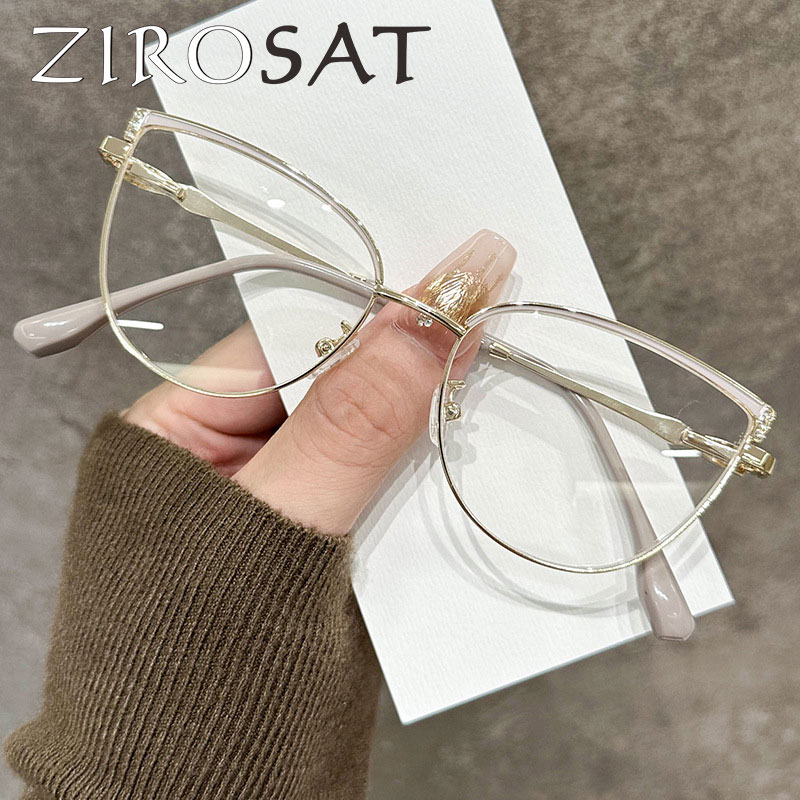 ZIROSAT J9289 Optical Glasses Alloy Frame Prescription Eyeglasses Rx Women Glasses for Female Eyewear