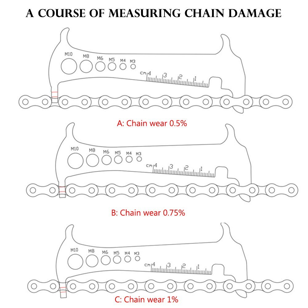 Risk 3 In 1 Bicycle Chain Checker MTB Road Bike Gauge Tool Wear Gauge Calipers Measuring Screw Chain Hook Cycling Accessories