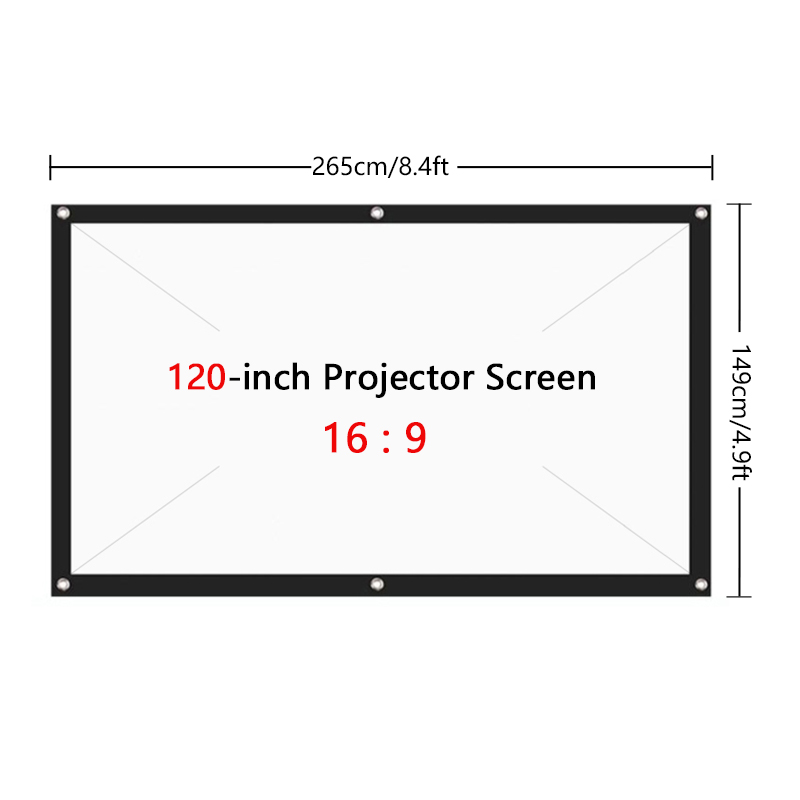 60/72/84/100/120/150 inch Projector Screen For Home Theater Outdoor HD Foldable Anti-Crease Portable Projection Movies Screen: 120 inch