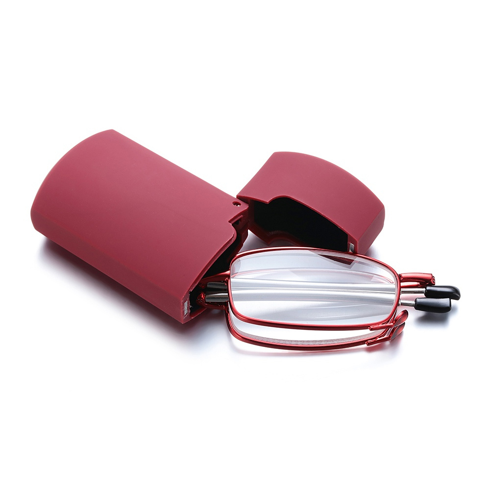 Draagbare opvouwbare leesbril voor mannen en vrouwen, telescopische pootjes, draaibare bril voor presbyopie, metalen montuur, leesbril.: Groente / +150