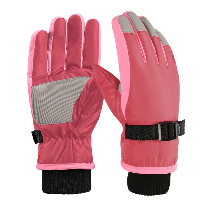 1 paio bambini sci guanti da ciclismo guanti caldi spessi impermeabili antivento sport all&#39;aria aperta guanti da Snowboard per bambini ragazze ragazzo: Dark Pink