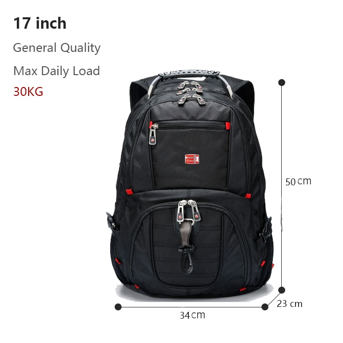 Crossten dauerhaft 17 Zoll Laptop Rucksack, 45L Reisetasche, Hochschule Bookbag,USB Ladung Hafen, wasser Beständig, Schweizer-Multifunktionale: 17 Zoll Allgemeines