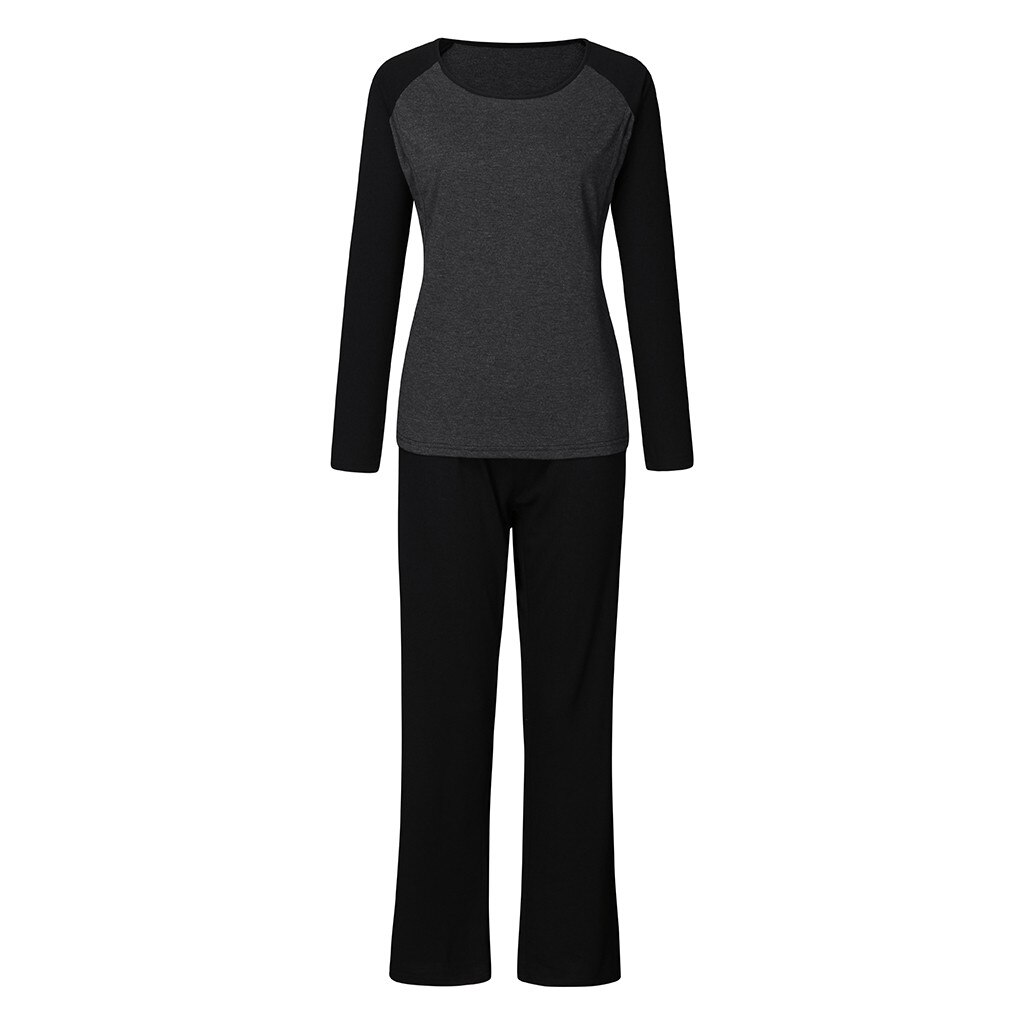 Vrouwen Moederschap Lange Mouw Verpleging Baby T-shirt Tops + Broek Pyjama Set Pak Mode
