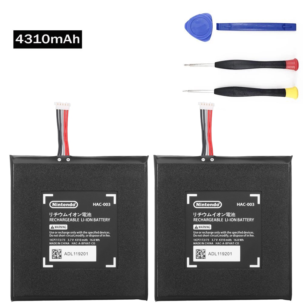 Reparación de reemplazo de batería de HAC-003 para nintendo Switch, HAC-001 de consola de juegos , actualización interna de 4310mAh, 2 uds.