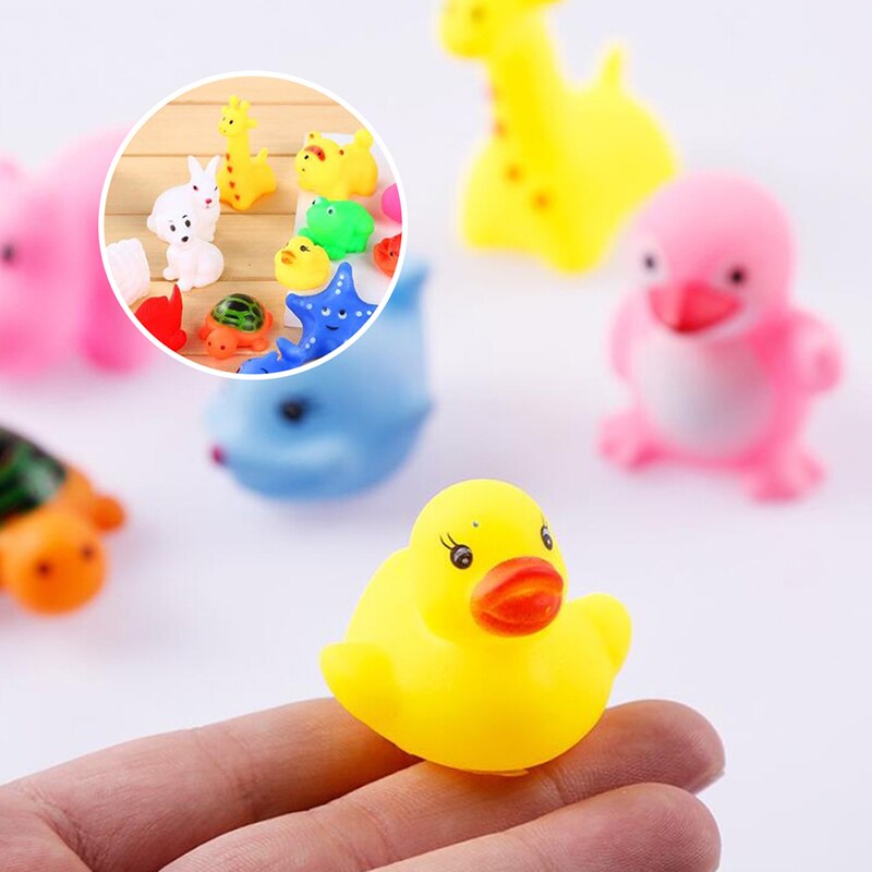 13 Pcs Cute Animals Swimming Water Toys Colorful Soft Rubber Float Squeeze Sound Squeaky Bathing Toy For Babies