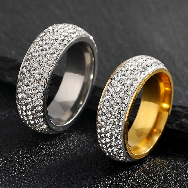 Anillo helado de lujo para hombre, anillos gruesos de acero de titanio para hombres y mujeres, accesorios de joyería de para parejas, , estilo coreano