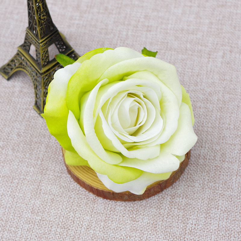 10Pc Kunstbloemen Fluwelen Rose Hoofd Diy Krans Home Party Bruiloft Bloem Muur Achtergrond Decoratie Hoed Accessoires: green