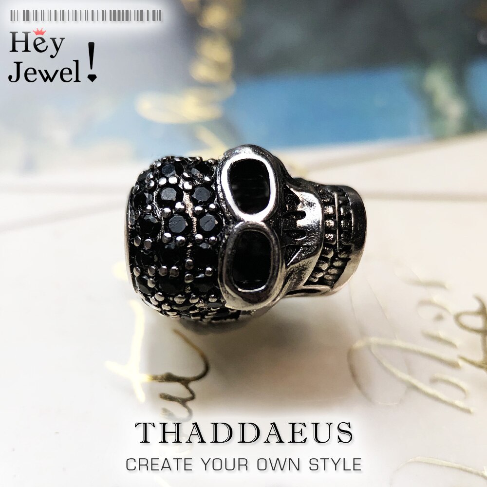 Kralen schedel, zilveren zirkonia kralen past armband europese ketting karma bedels europese sieraden accessoires