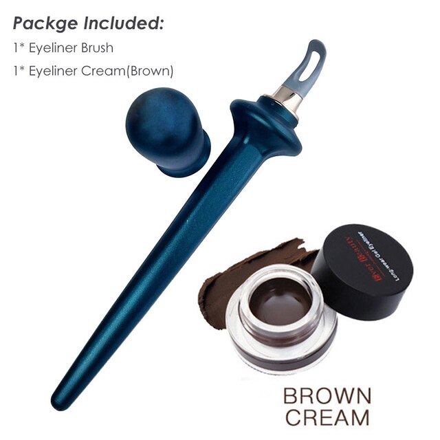 1 Set Eyeliner Guide Gereedschap Herbruikbare Siliconen Eyeliner Borstel Geen-Skip Eyeliner Gel Eyeliner Voor Wankele Handen: BROWN