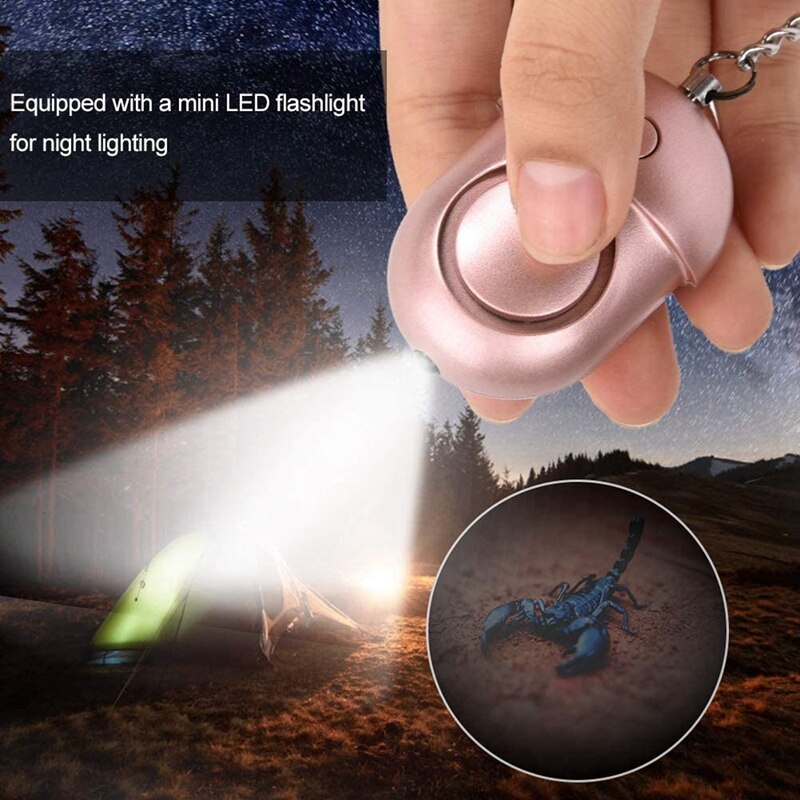 Personal Alarm Attack Alarm,130Db Personal Security Alarm Keychain With LED Emergency Survival Anti-Rape Siren,Rose Gold
