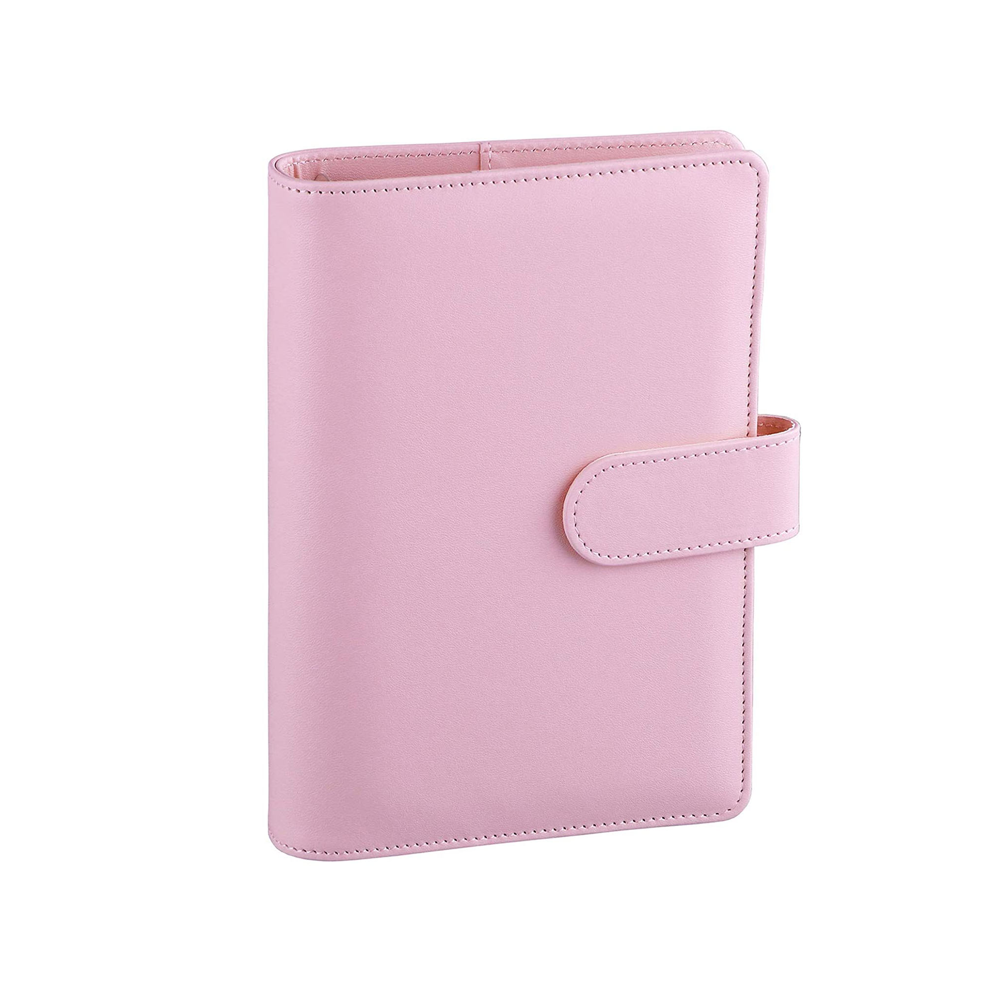 A6 Pu Lederen Notebook Losbladige Bindmiddel Hervulbare 6 Ringband Cover Met Magnetische Gesp Sluiting: Pink