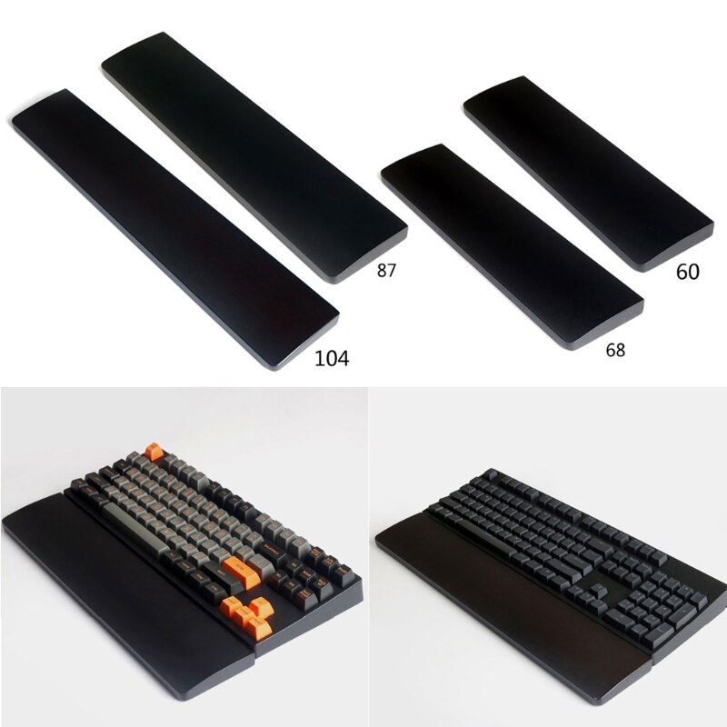 Wood Wrist Rest Pad Keyboard Wood Black Wrist Rest Support Protection With Anti-Slip Pad for Mechanical Keyboard