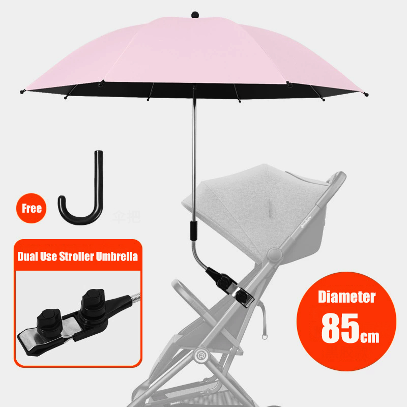 Clip-on Universele Baby Parasol 85 cm Diameter 2 in 1 Kinderwagen Paraplu Voor Zonnescherm Regenbestendig kinderwagen Accessoires: green