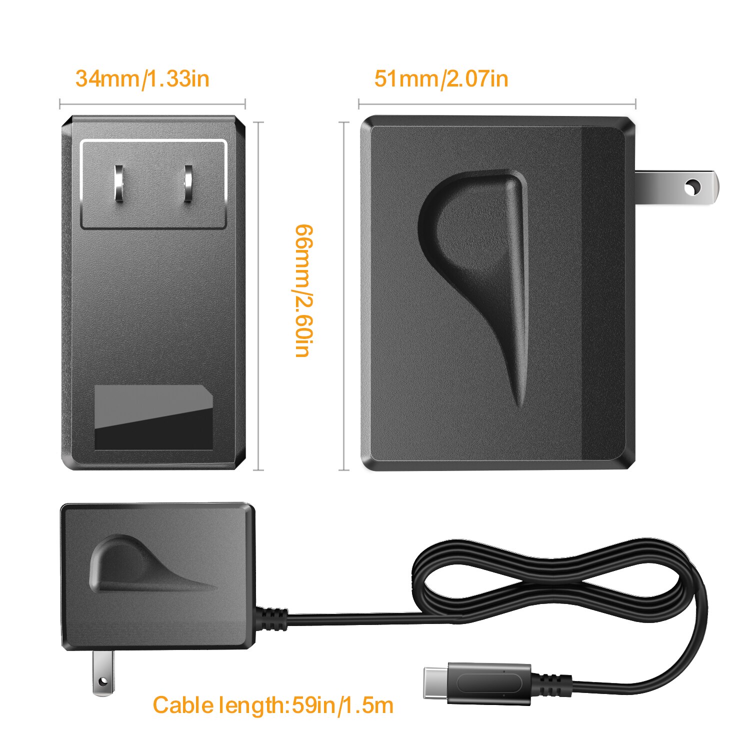 Charger for Nintendo Switch Support Nintendo Switch TV Dock Mode AC Power Supply Adapter, Type C Charger Cable for Switch