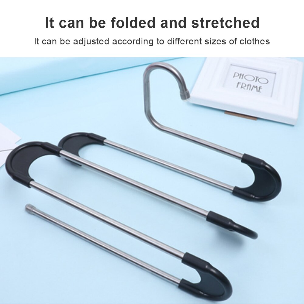 5 layers Stainless Steel Clothes Hangers S Shape Pants Storage Hangers Clothes Storage Rack Multilayer Storage Cloth Hanger