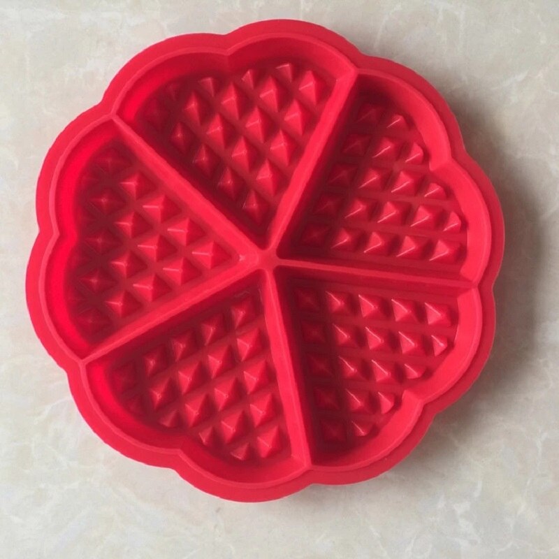 4 rister rektangel silikon vaffelformer kakeform pannekake og vaffelmaker diy håndlaget kjøkken bakeware tilbehør  på57: Rund
