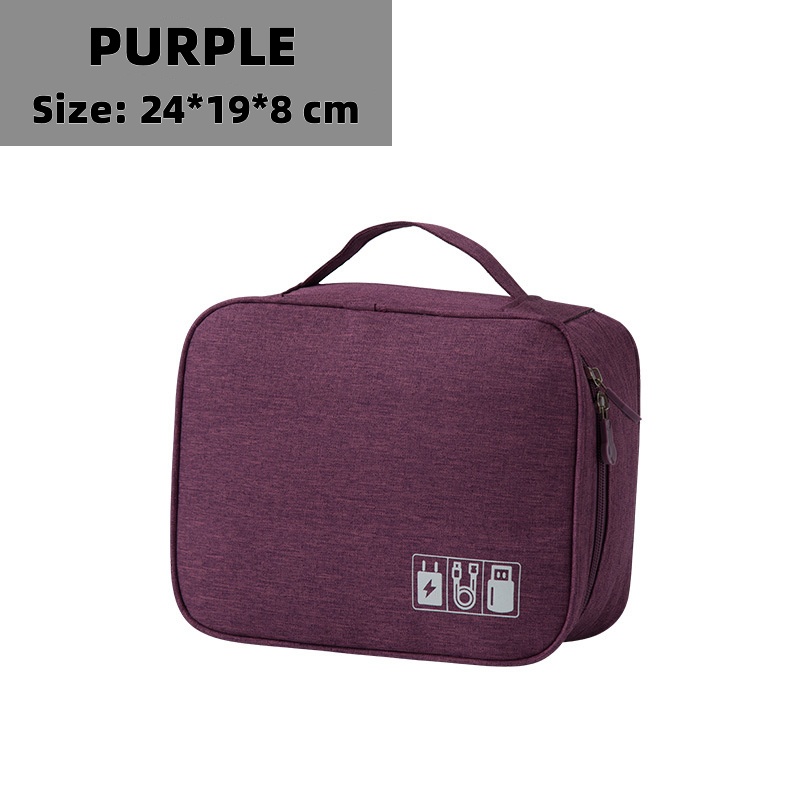 Travel Electronic Digital Storgage Bag Multi-Function Earphone Data Cable Charger Accessory Bag Multi-Layer Power Hard Disk Prot: PURPLE
