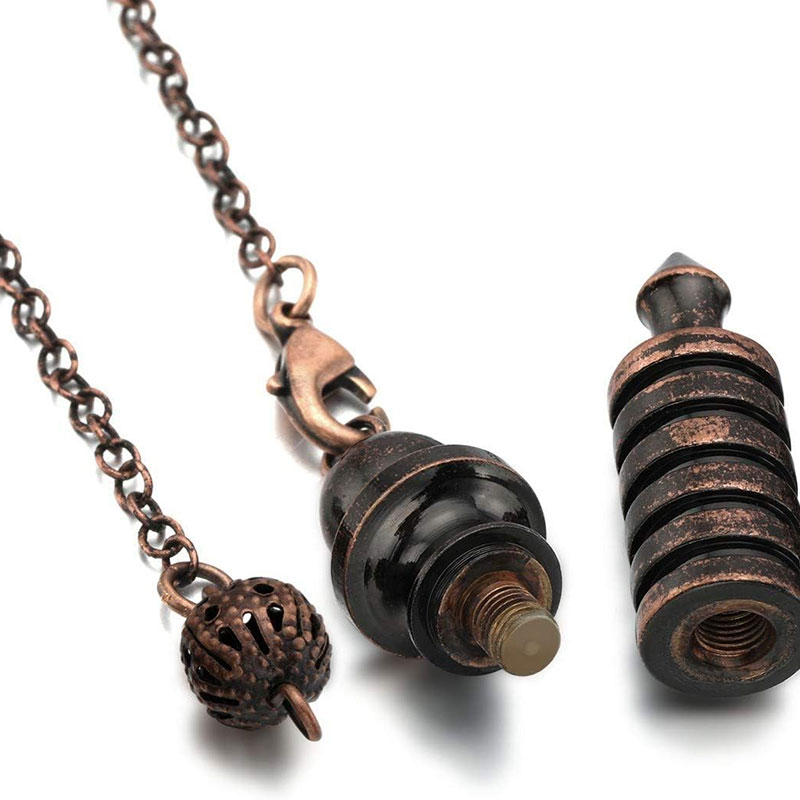 Egipcio pendulo adivinacion de Metal de cobre puro y bronce para adivinación Reiki Dowsing Wicca equilibrio espiritual espiritualidad Isis pendulos para radiestesia con Testigo 6 16 Baterías esoterismo