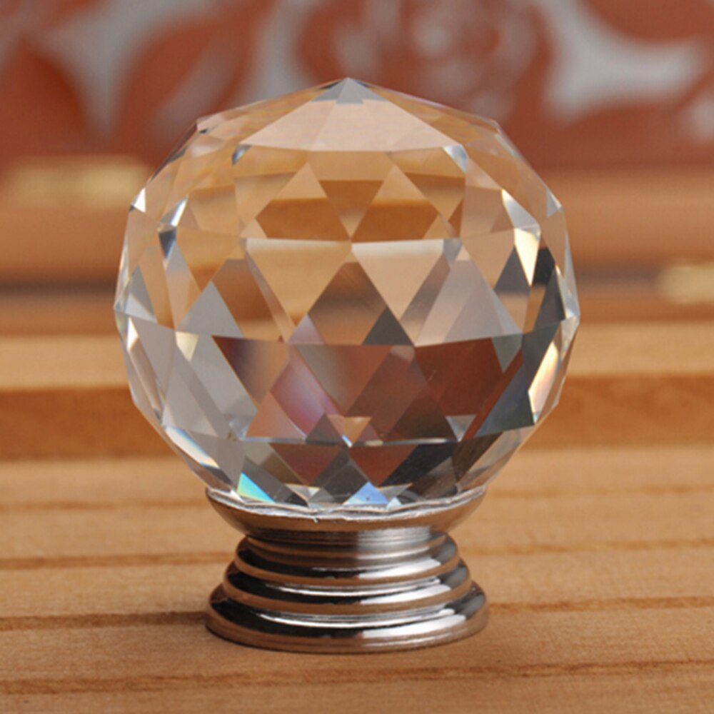 Klart kristallglas runda dörrar handtag dekorativa glasknoppar för skåp låda möbelskåp 30mm 1/4/10 st