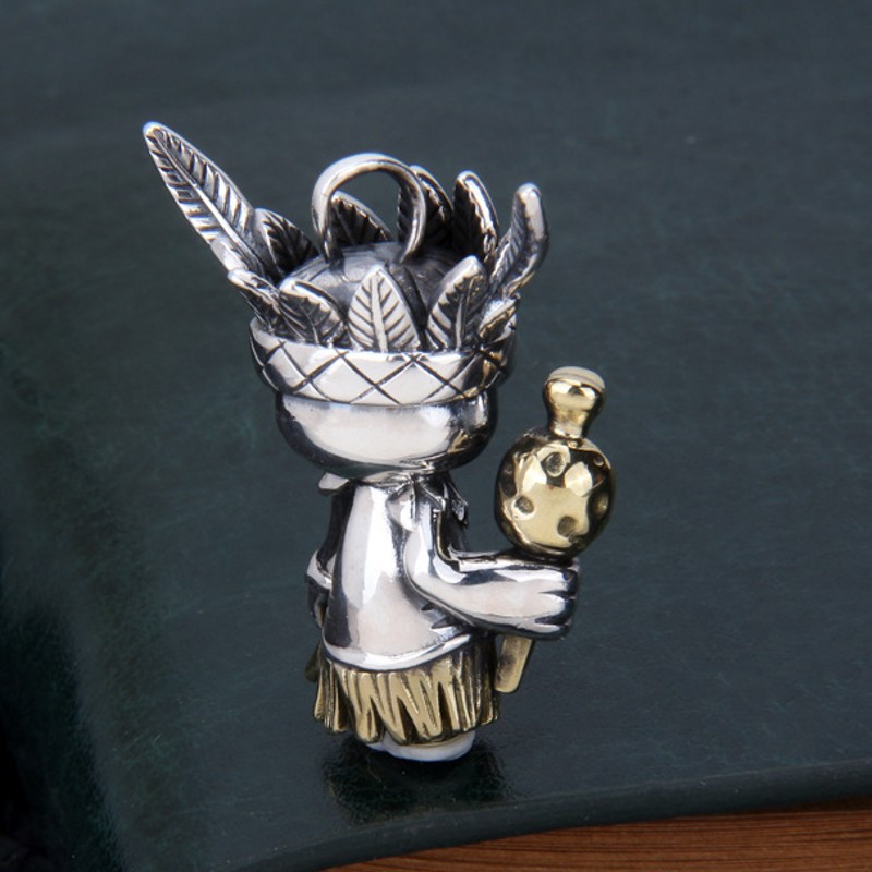 Bocai pure  s925 silber schmuck federpuppenanhänger retro persönlichkeit herren und damen anhänger #39