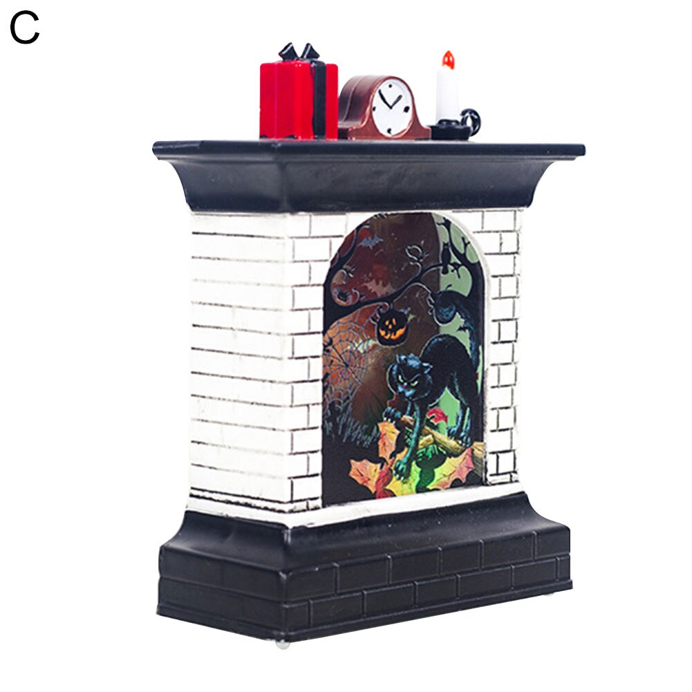 de chimenea Gato de Halloween bruja calabaza LED adorno para Luz Decoración de ventana: C