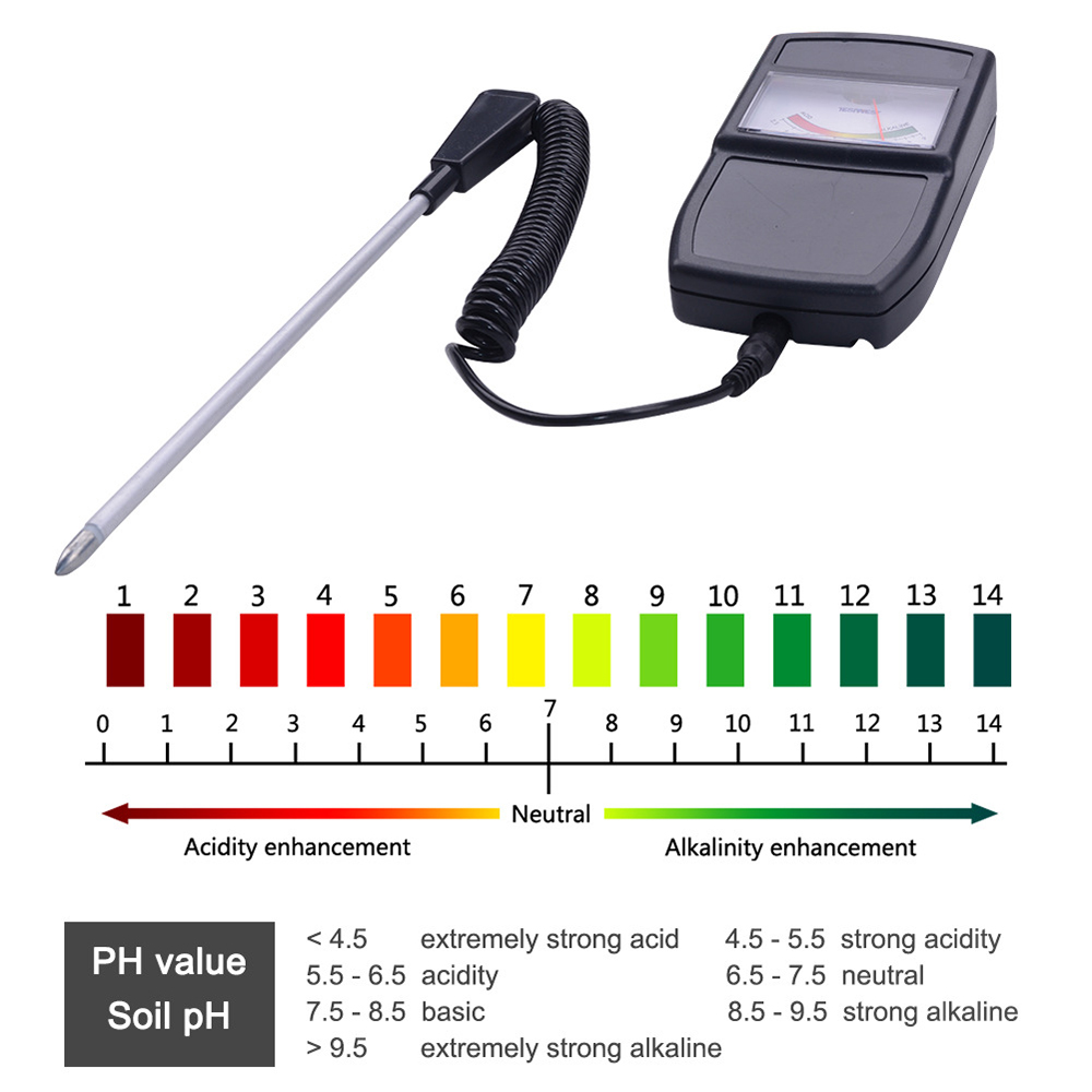 Bodemtester, ph-tester, sensor, ph-meetinstrument, wijzermonitor, wijzertype, zuur-alkalimeter voor tuin  d30