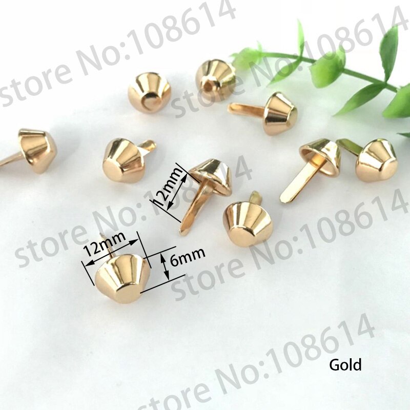 Handbag Bottom Protecting Feet Nail Bucket Shape Flat Studs Screw Back Spikes Rivets Leather Craf clothing garnishes decorations: Gold