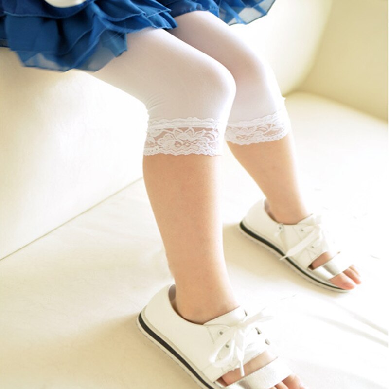 Leggings à crochet en dentelle pour enfants de 3 à 8 ans, 1 pièce/lot: white