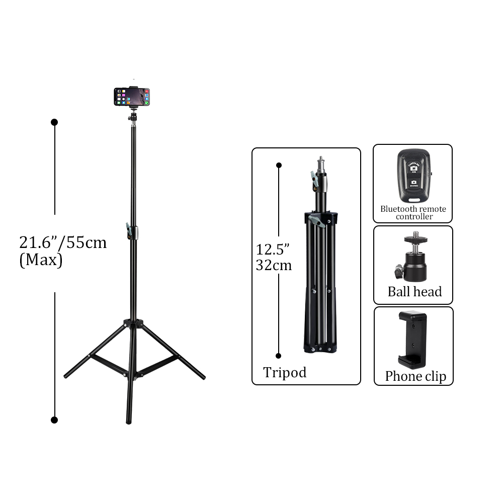 37/68/100/150/1901/4 Screw Head Photography Selfie Portable Light Tripod Stand Trepied Smartphone For Mini Photo Studio: Coffee