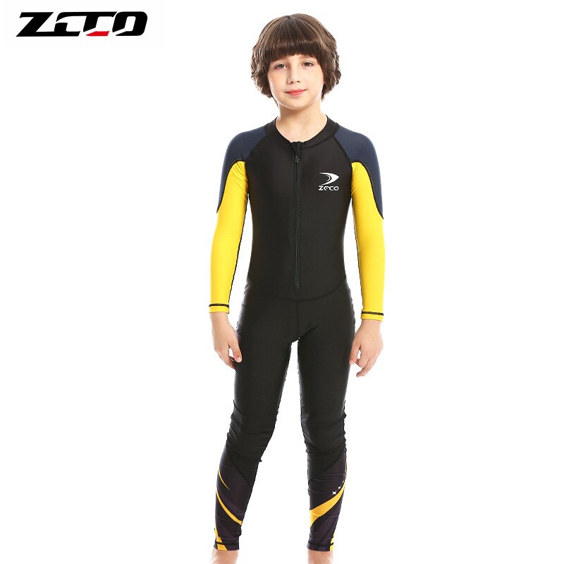 Kids Quick-Dry Nylon Keep Warm One-piece Long Sleeves UV Protection Swimwear RashGuard Girl Boy Scuba Neoprene WetSuit DivngSuit: Blue / M