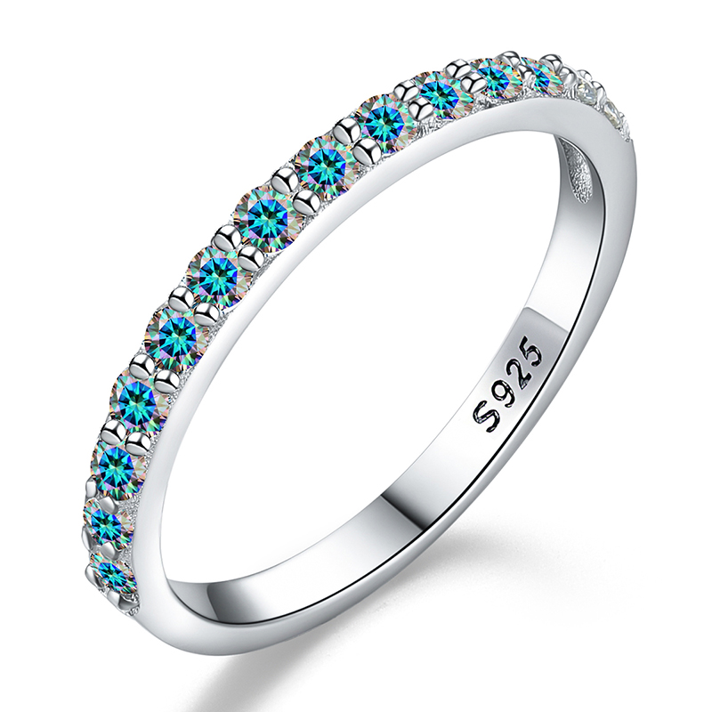 Diamant Welt Luxus echte Moissan ite Diamant Solitär stapelbare Ringe für Frauen Sterling Silber Ewigkeit Hochzeits schmuck: MULTI / 5