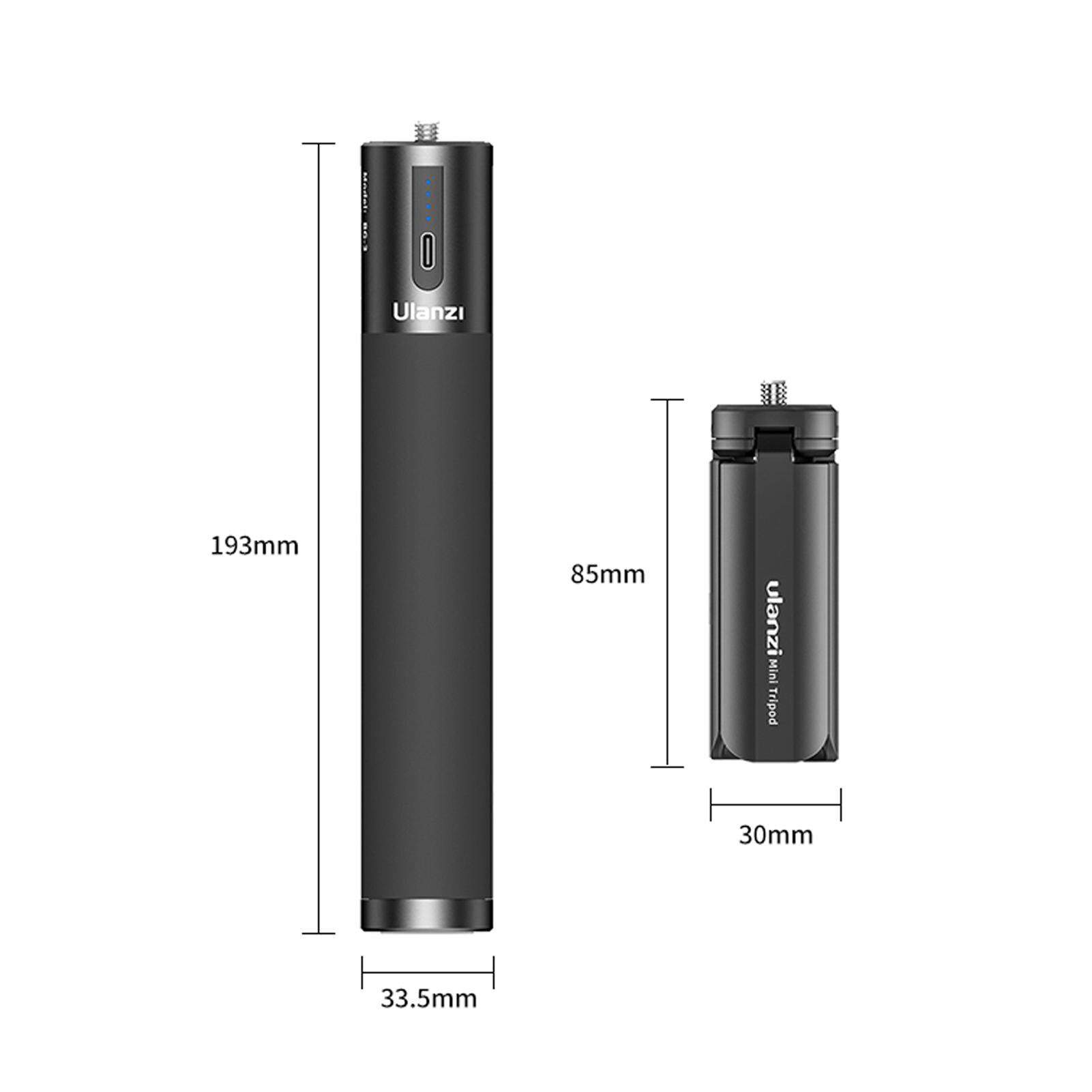 Ulanzi BG-3 10000mAh Power Bank Hand Grip USB-A & Type-C Dual Charging Ports with Mini Tripod for Smartphone Mirrorless Camera