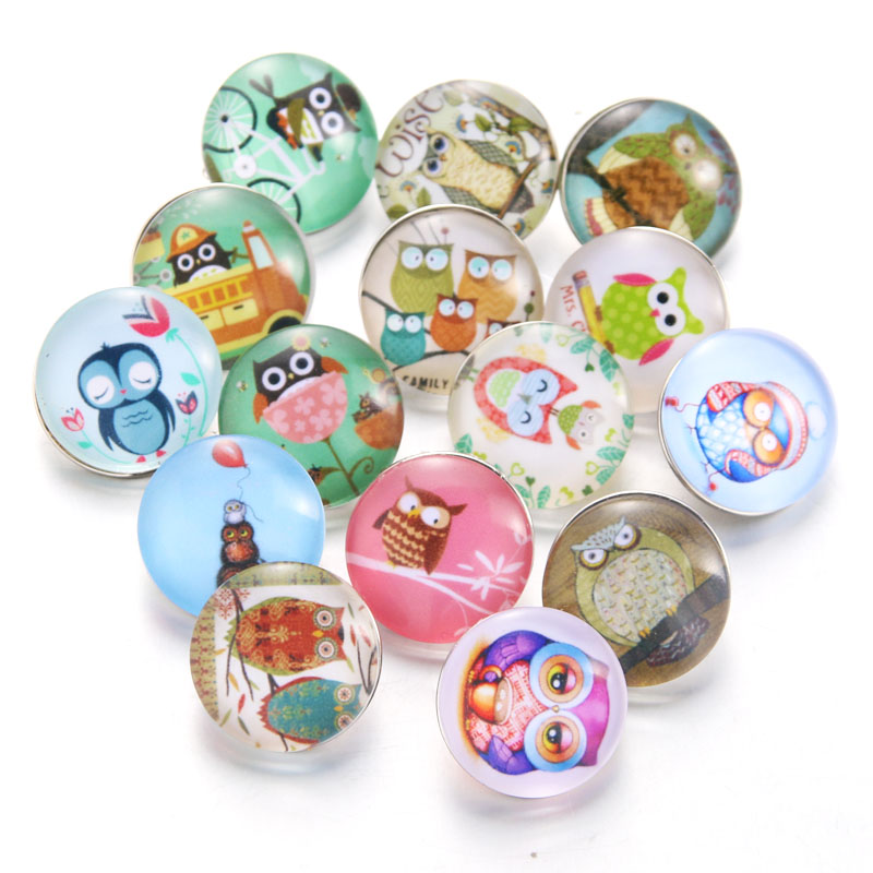10pcs/lot Mixed Animal leather 18mm Glass Snap Buttons Jewelry Glass Cabochon Fit 18mm Snap Bracelet Bangles Necklace 020916: 020917